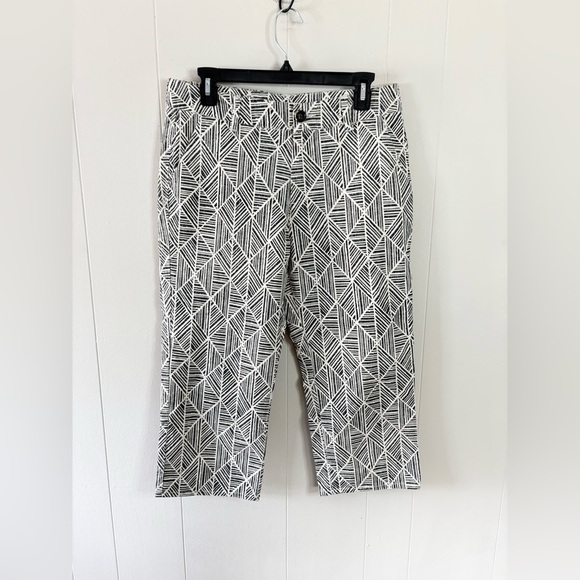 Soft Surroundings printed cotton cropped straight leg pants size 10P - Picture 1 of 5